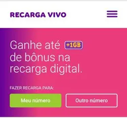 Ganhe mais 10 GB na 1° recarga digital