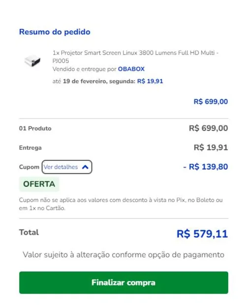 Imagem na descrição da promoção