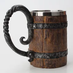 [AME R$ 34]Caneca De Cerveja De Madeira Estilo Viking