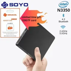 [Taxa inclusa] SOYO Mini PC com Windows 10, PC poderoso, 6GB de RAM, 64GB EMMC, Intel N3350