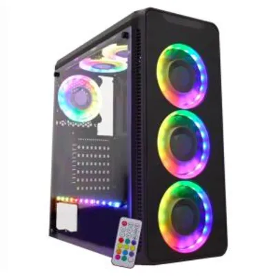 Gabinete Gamer Infinity V com 3 Fans RGB e Fita RGB R$339