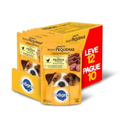 Ração Úmida Pedigree Sachê Frango ao Molho para Cães Adultos de Raças Pequenas - Leve 12 Pague 10