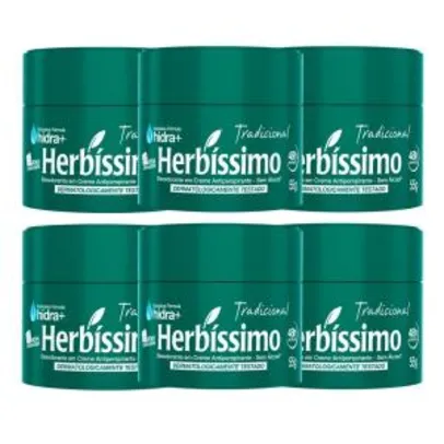 Kit Desodorante Creme Antitranspirante Tradicional Herbissimo 55G com 6 unidades