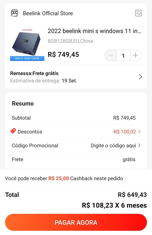 Imagem na descrição da promoção