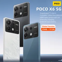 Smartphone POCO X6 Versão Global 5G, Snapdragon 7s Gen 2 256GB/8GB RAM