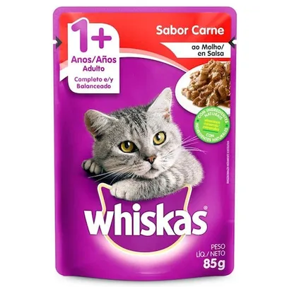 Ração Úmida Whiskas Carne ao Molho Gatos Adultos 85g