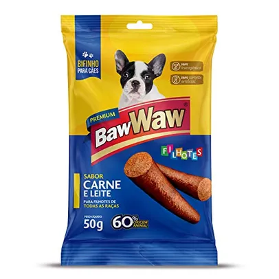 [PRIME] Bifinho Baw Waw para Cães Pequeno Porte Sabor Carne e Leite 50g | R$0,80