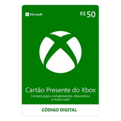 Gift Card Xbox: 50 Reais - Código Digital