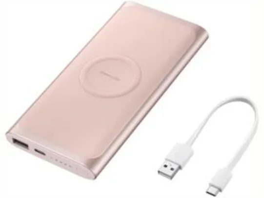 [Frete Grátis] Power Bank Samsung - sem Fio 10000mAh Fast Charge Rose