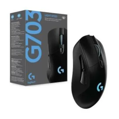 Mouse Sem Fio Gamer Logitech G703 Hero 16k Lightspeed, Recarregável, RGB Lightsync, 6 Botões - R$350
