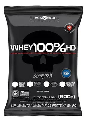 Suplemento em Pó 100% Hd Refil Black Skull - 900g Wpc Wpi E Wph Sabor Chocolate