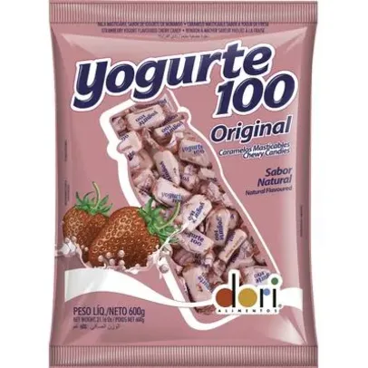 Bala Dori Yogurte 100 Morango Pacote com 600g