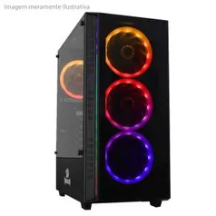 Gabinete Gamer Redragon Grapple, Mid Tower, S-Fan, Vidro Temperado, Black, S-fonte, GC-607-BK