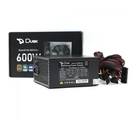 Fonte Duex 600FSE+, 600W, 80 Plus Bronze, PFC Ativo, DX 600FSE+