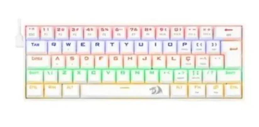 Teclado Mecânico Gamer Redragon Lakshmi Lunar White, Rainbow, Switch Blue, Layout 60%, ABNT2, Branco - K606W-R (PT-BLUE)