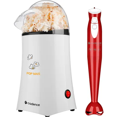 Pipoqueira Pop Mais - 220V + Mixer Fast Blend Colors Vermelho Cadence -220V