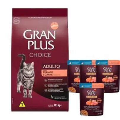 Ração Gran Plus Gatos Choice Frango E Carne 10,1Kg + Sachês - GRANPLUS