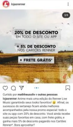 [APP] 20% OFF em todo o site via APP