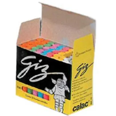 [PRIME] Giz Escolar Plastificado Calac - Caixa c/ 50 - Colorido | R$5