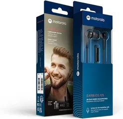 Fone De Ouvido Motorola Earbuds 105, Anti Ruido Com Microfone - Preto