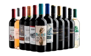 Kit de 12 Vinhos por R$22 cada garrafa