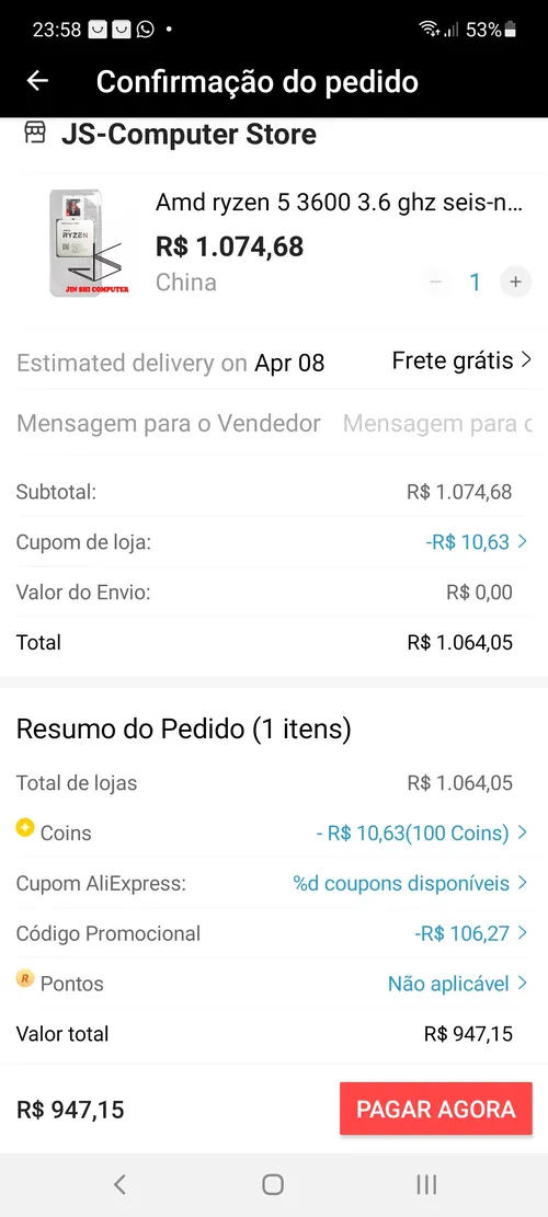 Imagem na descrição da promoção