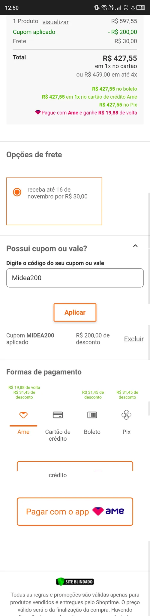 Imagem na descrição da promoção