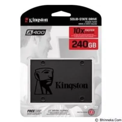 SSD Kingston 2.5´ 240GB A400 SATA III Leituras: 500MBs / Gravações: 350MBs - SA400S37/240G - R$235
