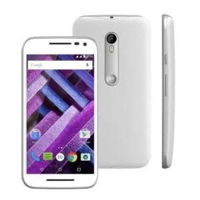 [Ponto Frio] Smartphone Moto G (3ª Geração) Turbo XT1556 Branco com 16GB, Tela de 5'', Dual Chip, Android 5.1, 4G, Câmera 13MP, Processador Octa-Core e RAM de 2GB por R$ 879
