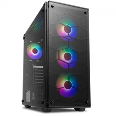 Gabinete Gamer Redragon Wheel Jack, Mid Tower, Vidro Temperado, Black, Sem fonte, Com 4 Fans RGB