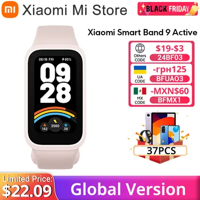 [TAXA INCLUSA]Versão Global Xiaomi Smart Band 9 Active Modos de vida útil da bateria ativa de 18 dias 1,47 ''Display 