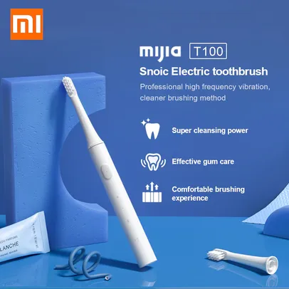 [Primeira compra] 2 Escovas de dente elétricas T100 Xiaomi + 6 cabeças de escovação | R$100