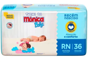 [APP / Cli. Ouro] 4 Fralda Turma da Mônica Baby Tam. RN até 4,5kg - 144 Unidades 