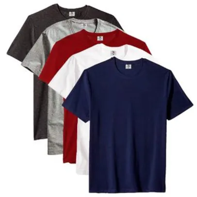 Kit com 5 Camiseta Masculina Básica Algodão Premium Noronha | R$95