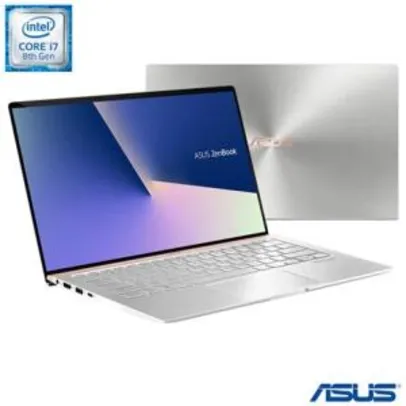 Notebook Asus, ZenBook 14 Intel® Core™ i7 8565U, 8GB, 256GB SSD, Tela de 14", Prata Metálico - UX433FA-A6342T
