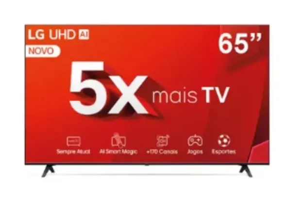 Smart TV 65" Ultra HD 4K LG 65UT8050PSA com Processador a5 Ger7 AI, Alexa/Chromecast Integrado, Wi-Fi, Bluetooth e HDMI