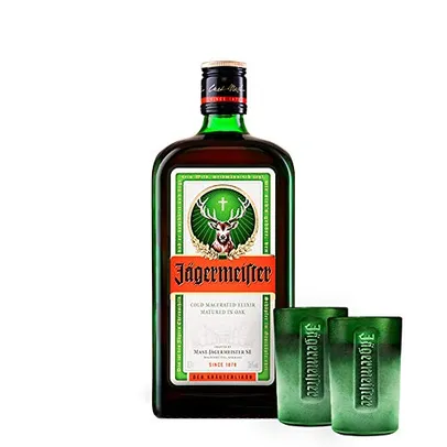 Kit Jagermeister 700 ml com 2 copos de shot de vidro