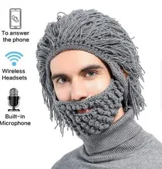 Conjunto de Gorro de Lã com Música Conectada, Microfone Embutido - Cinza