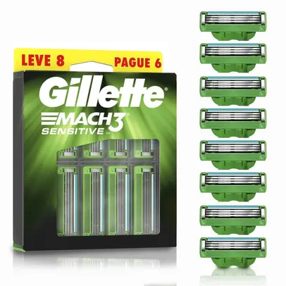 Carga Para Aparelho De Barbear Gillette Mach3 Sensitive - Leve 8 Pague 6