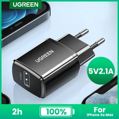 (Novo Usuário) Carregador Usb A Ugreen, Mini Carregador De Parede 5V 2.1A