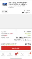 10% OFF em qualquer TV nas americanas