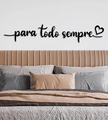 Frase Para Todo Sempre Moderno 140x18cm em Madeira MDF 3mm Decorativo Quarto Sala Preto