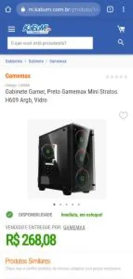 Gabinete Gamer, Preto Gamemax Mini Stratos H609 Argb, Vidro - R$268