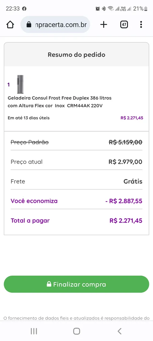 Imagem na descrição da promoção