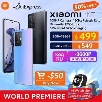 Smartphone Xiaomi 11T - 8GB+128GB | Versão Global (Lançamento) 