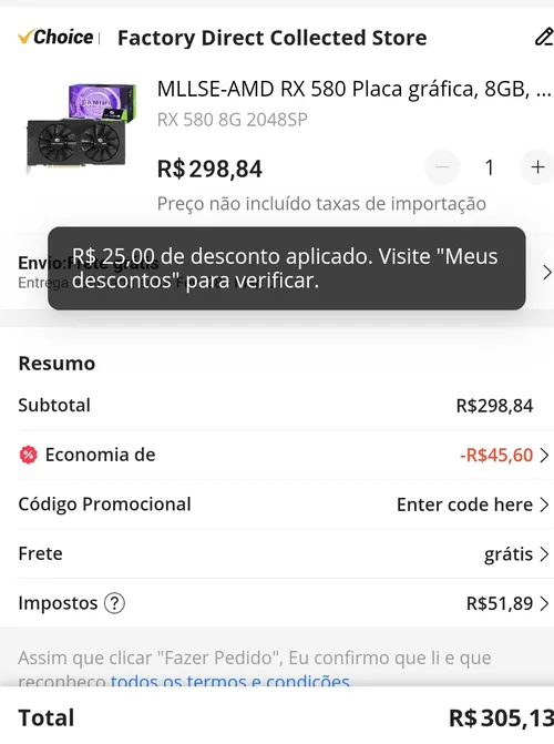 Imagem na descrição da promoção