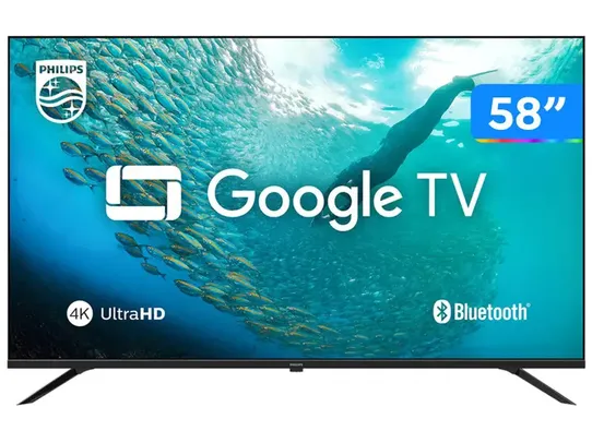 Smart TV 58" 4K UHD D-LED Philips Série 7019 58PUG7019/78 Wi-Fi Bluetooth Google Assistente 3 HDMI 2 USB