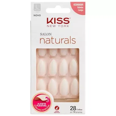 [APP] Unhas Postiças Kiss New York Salon Naturals Longo Estileto - 28 unidades 