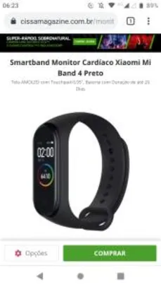 Smartband Monitor Cardíaco Xiaomi Mi Band 4 Preto - R$153