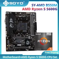 Kit Amd Ryzen 5 5600 Novo + Placa mãe B550M Soyo Nova